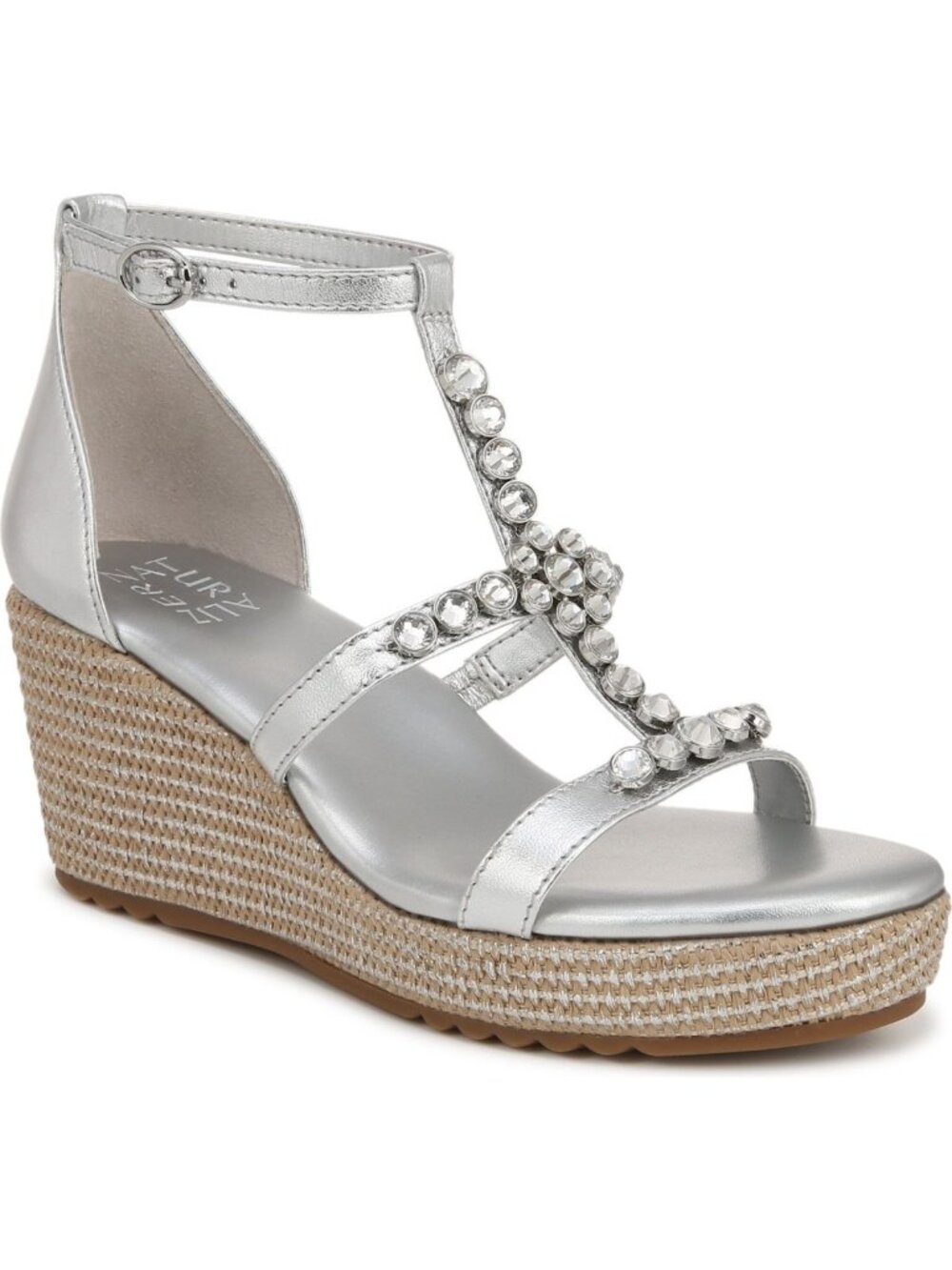 Naturalizer Womens Casual & Dress Espadrille Wedge Sandals Silver Size 9.5M NWB